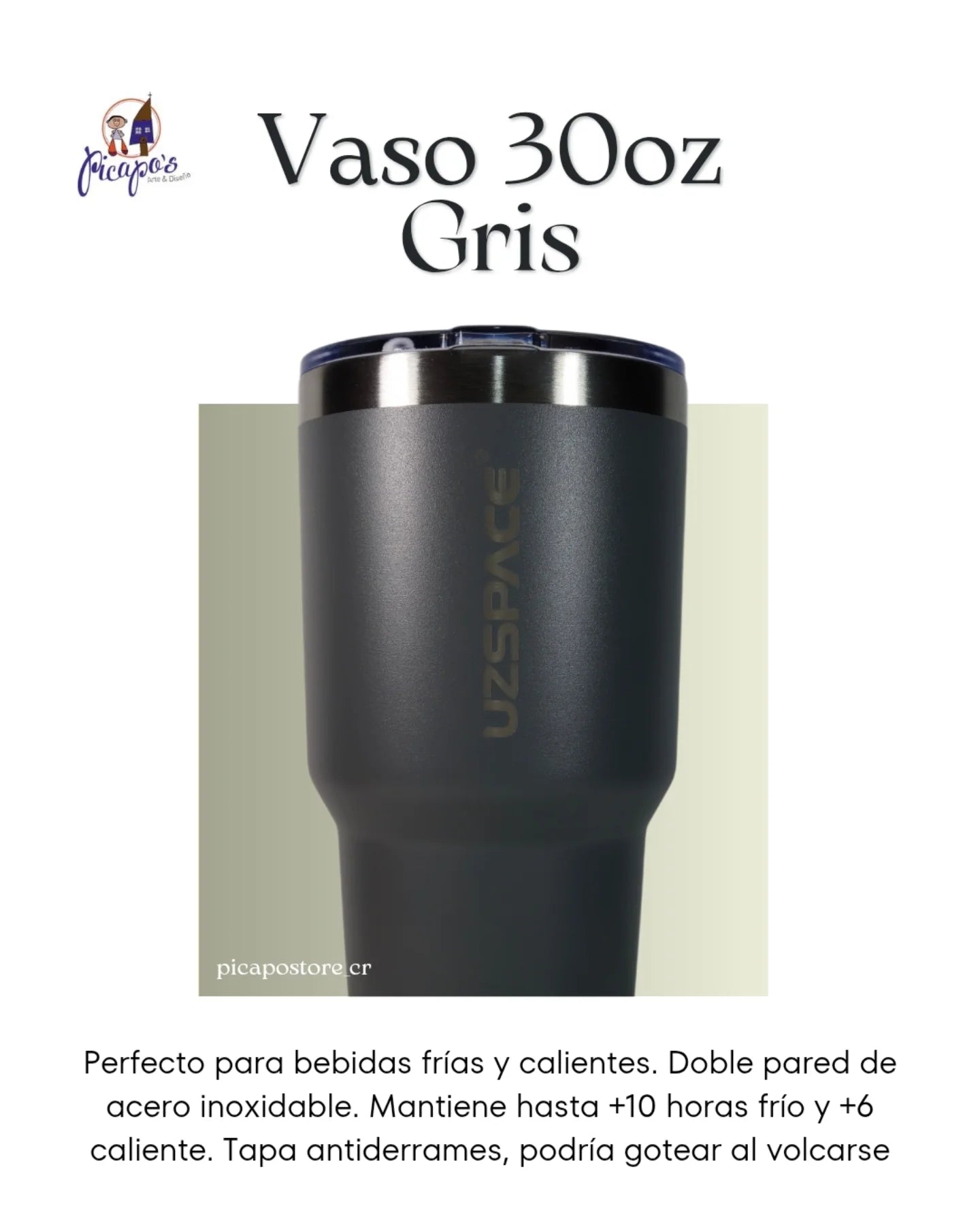 Vaso 30oz color Gris