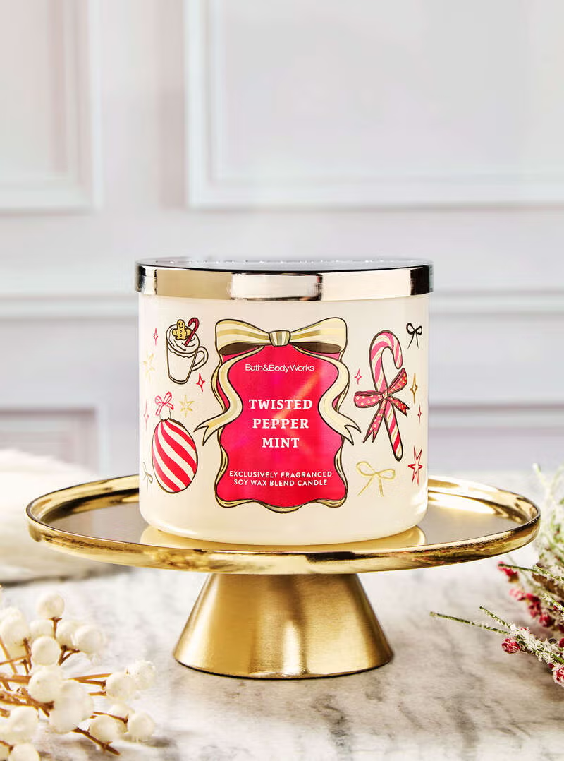 Vela 3 mechas Twisted Peppermint